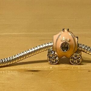 Silver and Pink Carriage Charm Bracelet